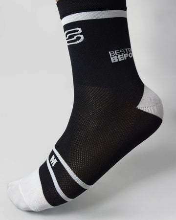 Calzini IGS System All Sports Traspirant® - IGS SPORT ITALIA - Calzini corti neri laterale sinistro con logo bianco IGS