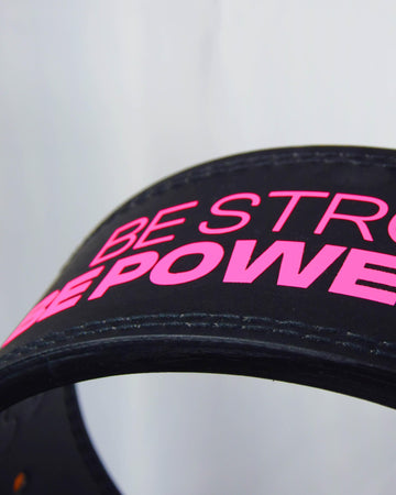 Cintura New Lever Belt IGS PREMIUM® Personalizzabile - IGS SPORT ITALIA - Cintura nera con scritta rosa IGS