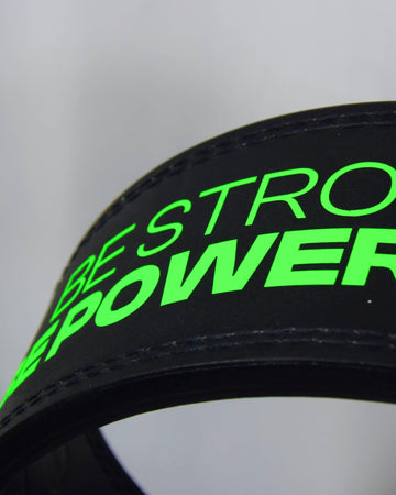 Cintura New Lever Belt IGS PREMIUM® Personalizzabile - IGS SPORT ITALIA - Cintura nera con scritta verde fluo IGS