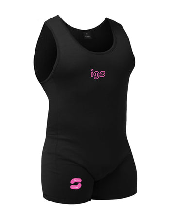 New Power Singlet IGS PRO® - IGS SPORT ITALIA - Completo canotta nera logo rosa fluo IGS
