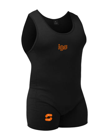 New Power Singlet IGS PRO® - IGS SPORT ITALIA - Completo canotta nera con logo arancione