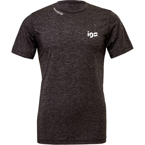 Camiseta técnica de tres mezclas en color negro carbón Poderosa Vida de IGS